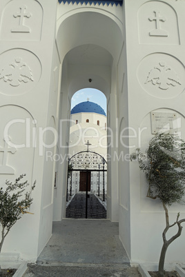 church from perissa on greece santorini island