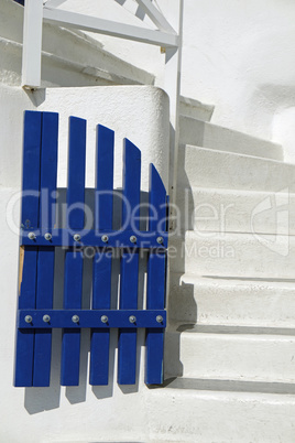 colorful door in oia village on santorini island