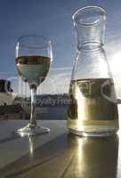 vine glass in the sky on greek island