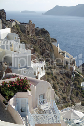 view over small oia village on santorini island view over small oia village on santorini island