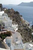 view over small oia village on santorini island