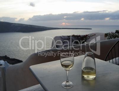 vine glass in the sky on greek island