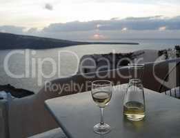 vine glass in the sky on greek island