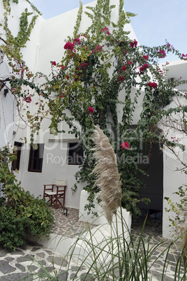 traditional greece houses in kamari on santorini island