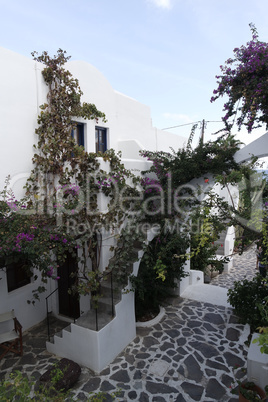 traditional greece houses in kamari on santorini island