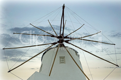 traditional greece windmill in oia on santorini island