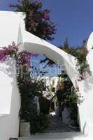 traditional greece houses in kamari on santorini island