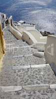 view over small oia village on santorini island