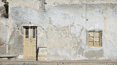 colorful door in oia village on santorini island