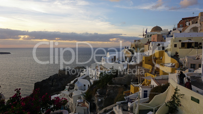 view over small oia village on santorini island view over small oia village on santorini island