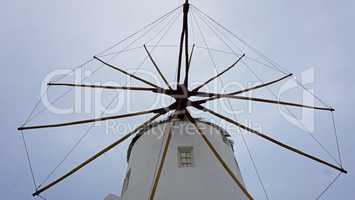 traditional greece windmill in oia on santorini island