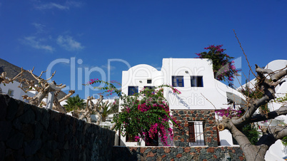 traditional greece houses in kamari on santorini island