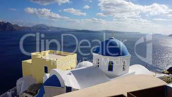 traditional church in small village oia on santorini