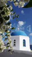 traditional church in small village oia on santorini