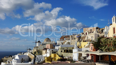 view over small oia village on santorini island view over small oia village on santorini island
