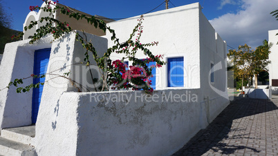 traditional greece houses in kamari on santorini island