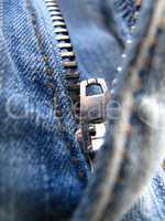 Zipper of classic fashioned jeans