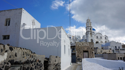 traditional greece church in exo gonia on santorini