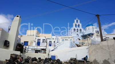 traditional greece church in exo gonia on santorini