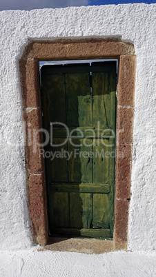 door in small greece village exo gonia on santorini