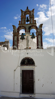 traditional greece church in exo gonia on santorini