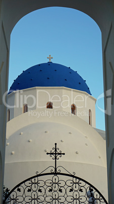 church from perissa on greece santorini island