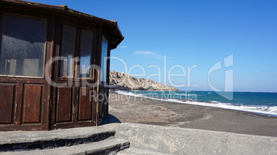 wild and natural beach of porto castello on santorini