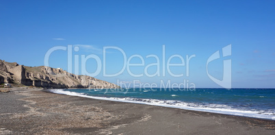 wild and natural beach of porto castello on santorini