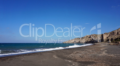 wild and natural beach of porto castello on santorini