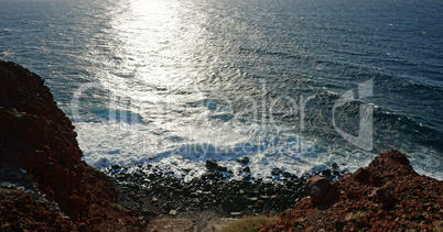 wild and natural coast of greece island santorini