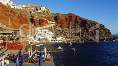 small harbor of akrotiri on greece island santorini