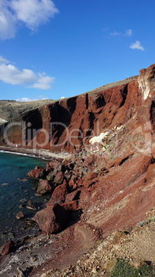 red beach on santorini island in greece