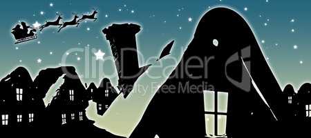 Composite image of christmas scene silhouette