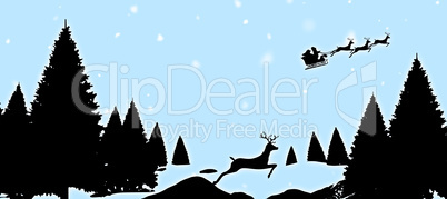 Composite image of christmas scene silhouette