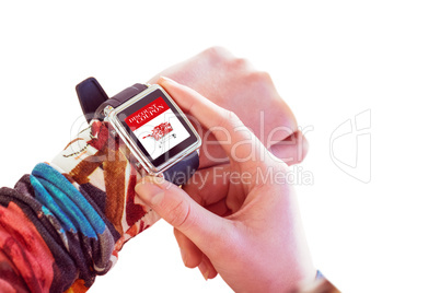 Composite image of hand using smart watch