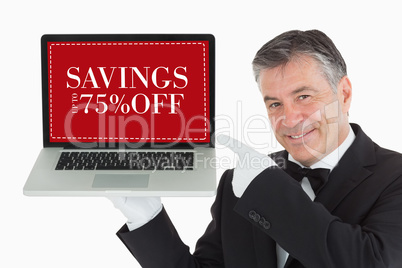 Composite image of sale advertisement