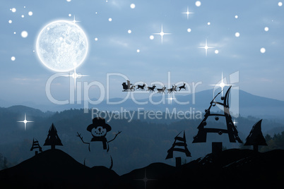 Composite image of christmas scene silhouette