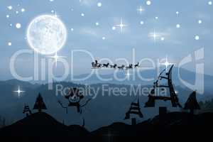 Composite image of christmas scene silhouette