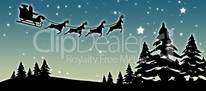 Composite image of christmas scene silhouette