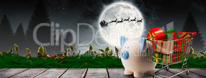 Composite image of piggy bank