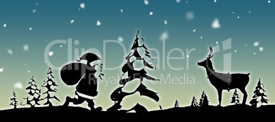 Composite image of christmas scene silhouette