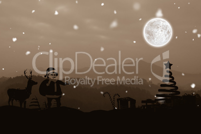 Composite image of christmas scene silhouette