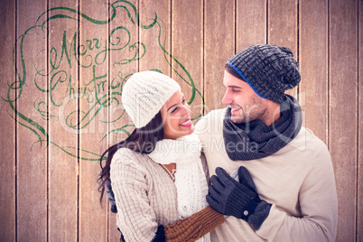 Composite image of young winter couple