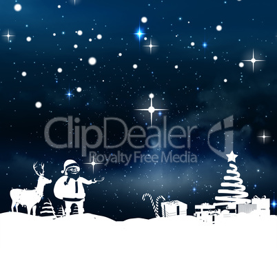 Composite image of christmas scene silhouette