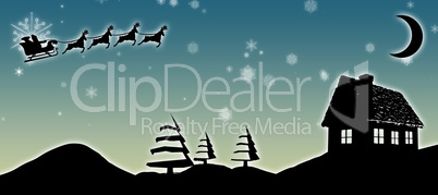 Composite image of christmas scene silhouette