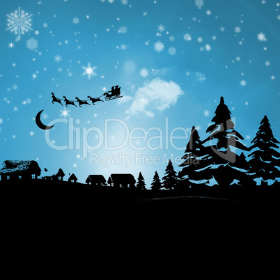 Composite image of christmas scene silhouette