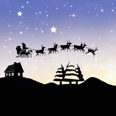 Composite image of christmas scene silhouette