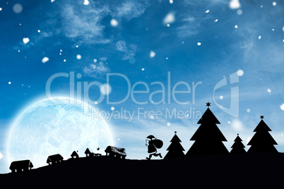 Composite image of christmas scene silhouette