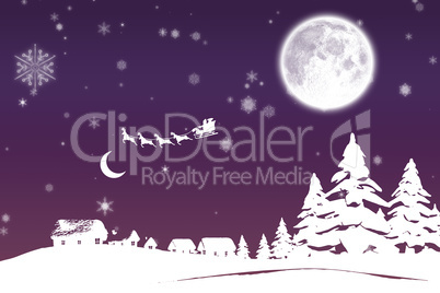 Composite image of christmas scene silhouette