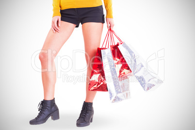 Stylish woman with shopping bags